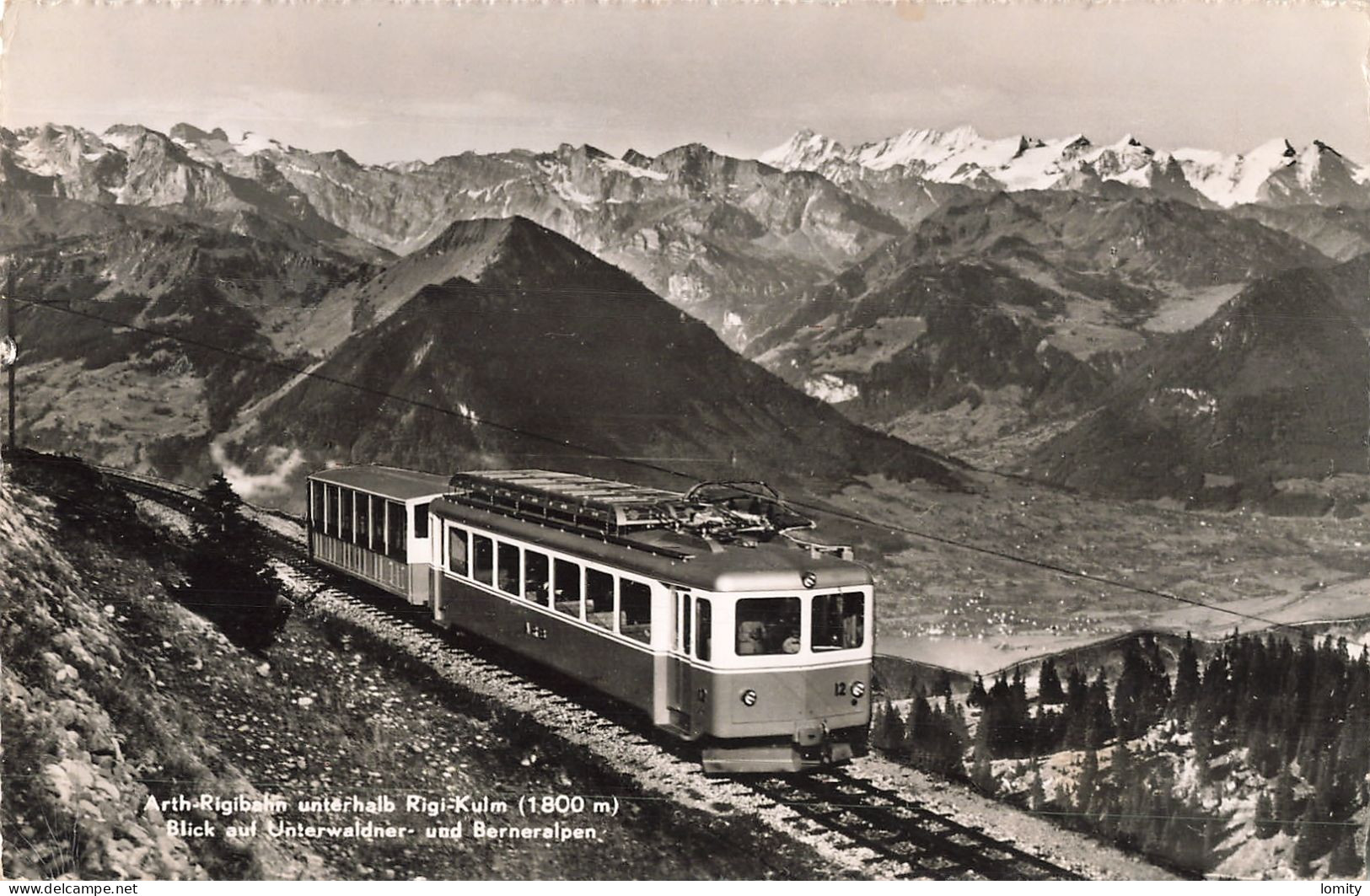 Suisse Arth Rigibahn Unterhalb Rigi Kulm Blick Auf Unterwalden Und Berneralpen , Train Motrice Cachet 1954 - Arth