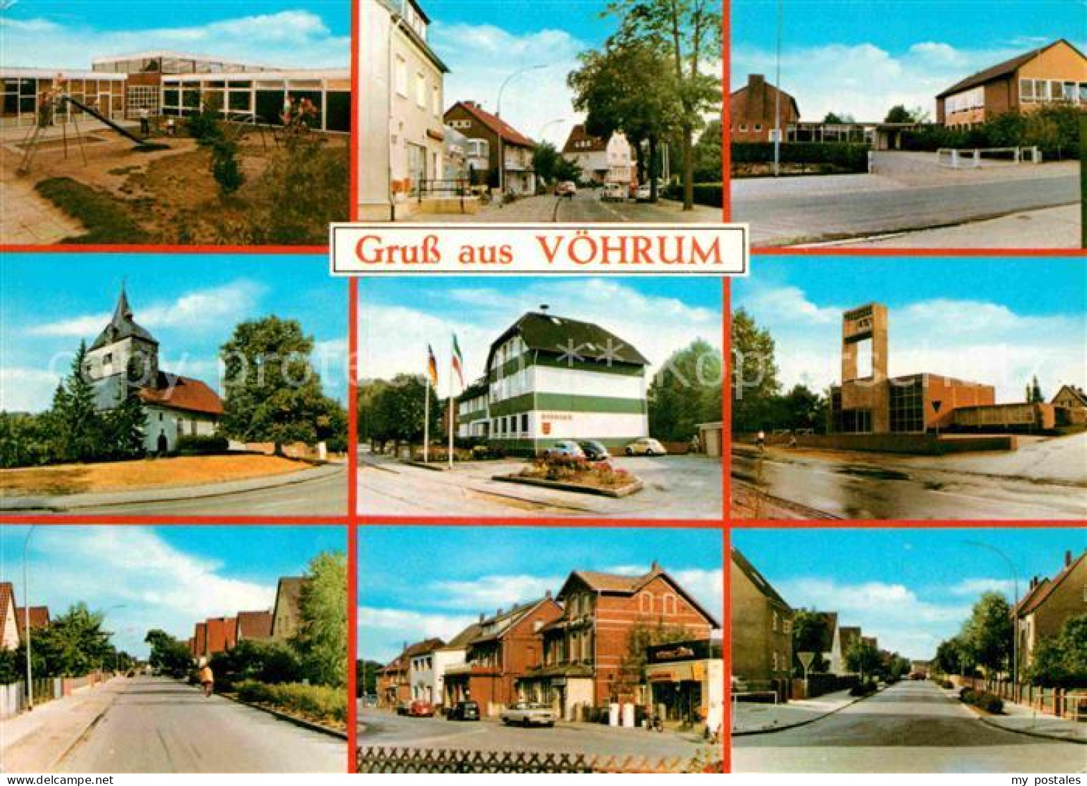 72914917 Voehrum Schule Kinderspielplatz Kirche Rathaus Strassenpartie Peine - Peine