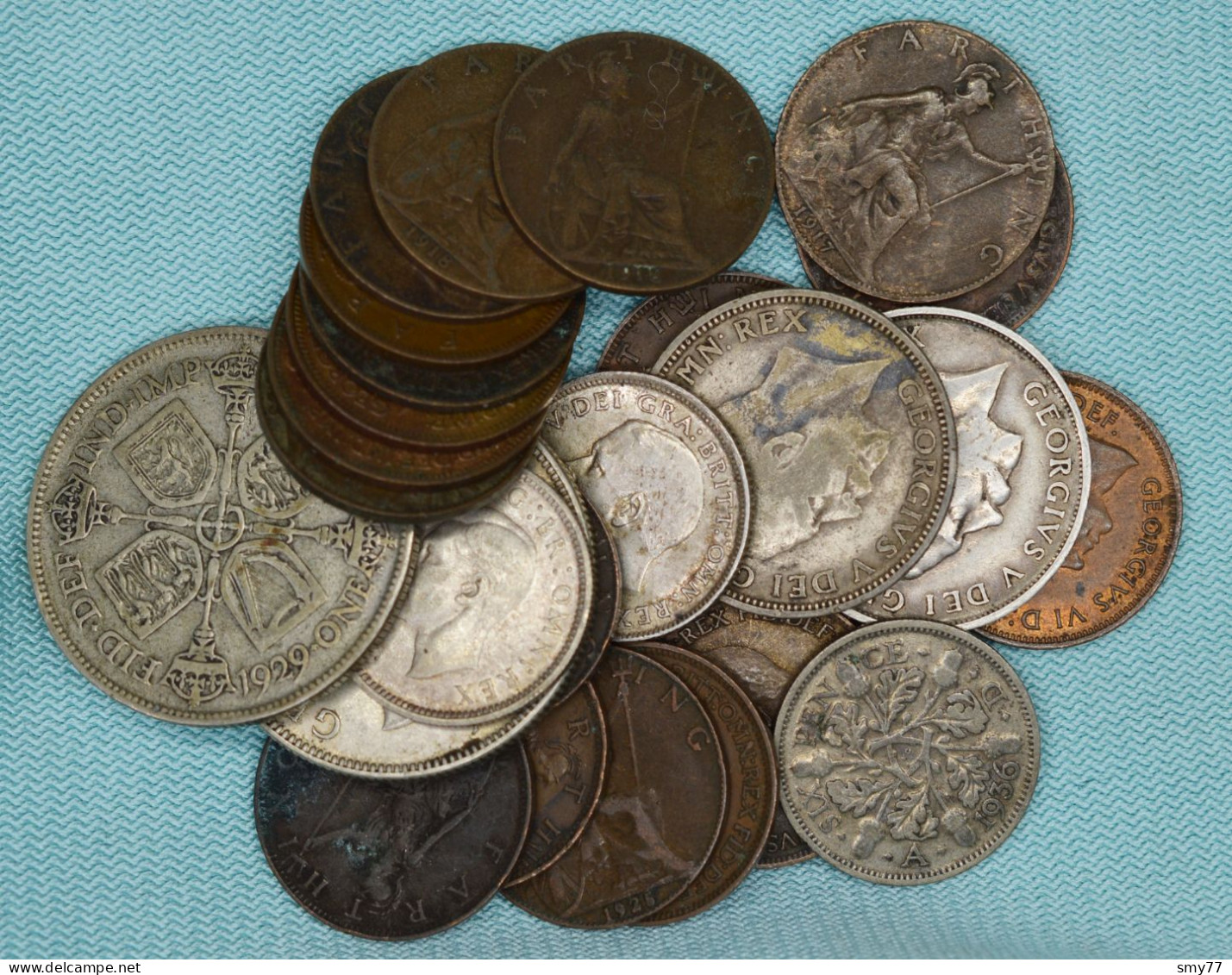 United Kingdom • Lot Of 26 British Coins • Mostly Farthings • Including Some Silver Coins • [24-173] - Colonie