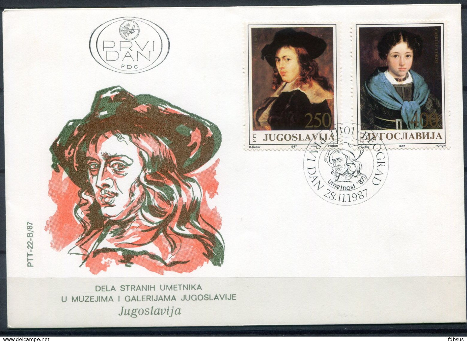 P P RUBENS  FDC Cover With Nice Cancellation On Rubens Stamp - 28.11.1987 - FDC