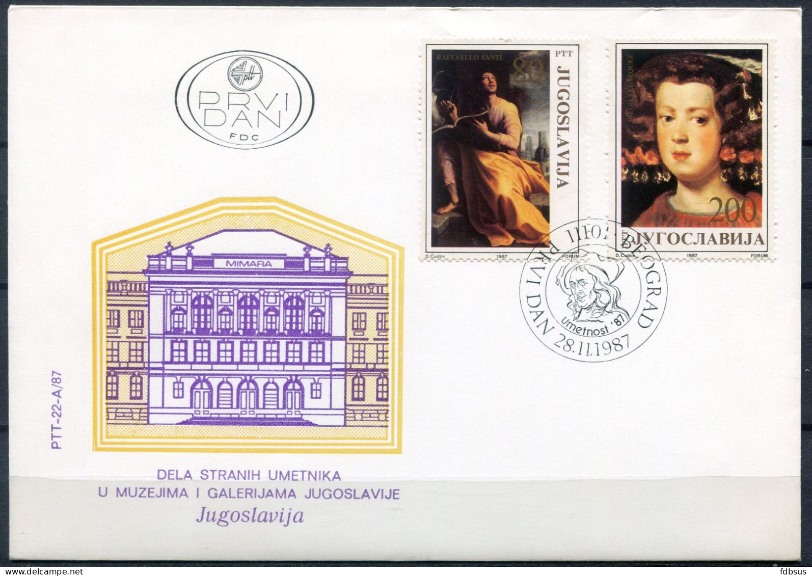 P P RUBENS  FDC Cover With Nice Cancellation On Rubens Stamp - 28.11.1987 - FDC