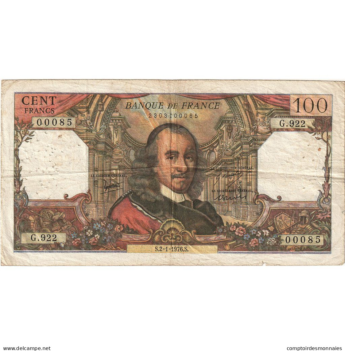 France, 100 Francs, Corneille, 1976, G.922, TB, Fayette:65.61, KM:149f - 100 F 1964-1979 ''Corneille''