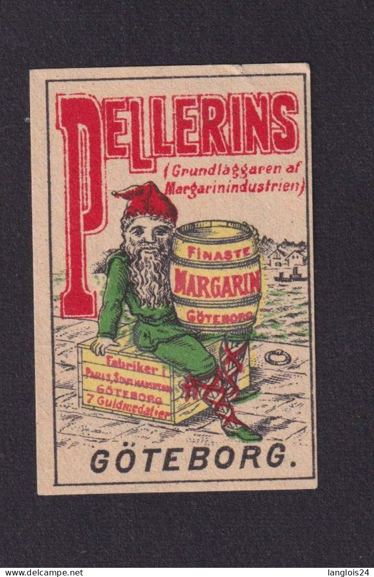 Ancienne étiquette  Allumettes Suède Pellerins Margarine Homme - Boites D'allumettes - Etiquettes