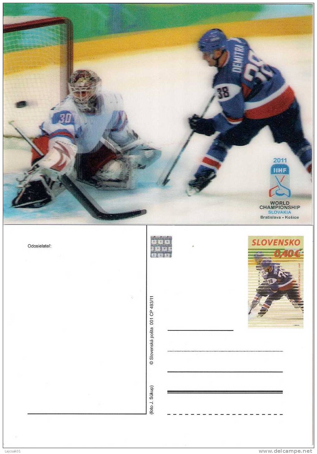 Slovakia 2011. IIHF World Championship Ice Hockey Bratislava Kosice 3D Postcard Postal Stationery With Hologram - Ungebraucht