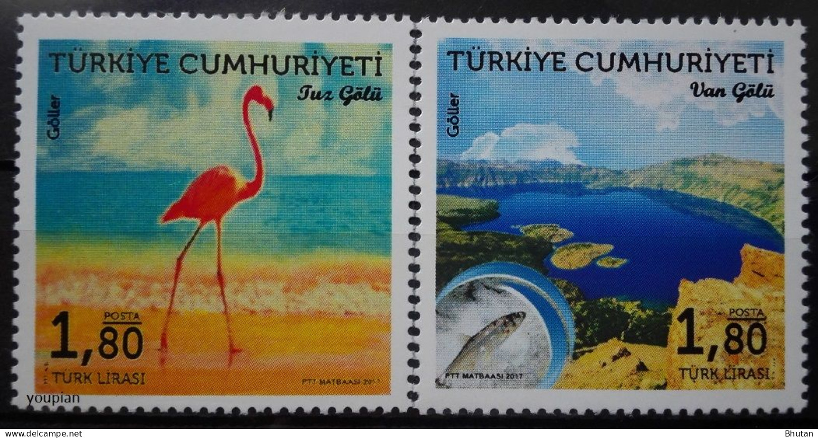 Türkiye 2017, Turkish Lakes - Bird And Flamingo, MNH Stamps Set - Neufs