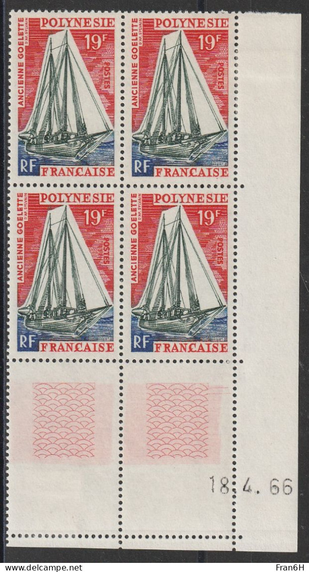 POLYNESIE - N° 40 Bloc De 4 Coin Daté - Neufs ** - MNH - Unused Stamps