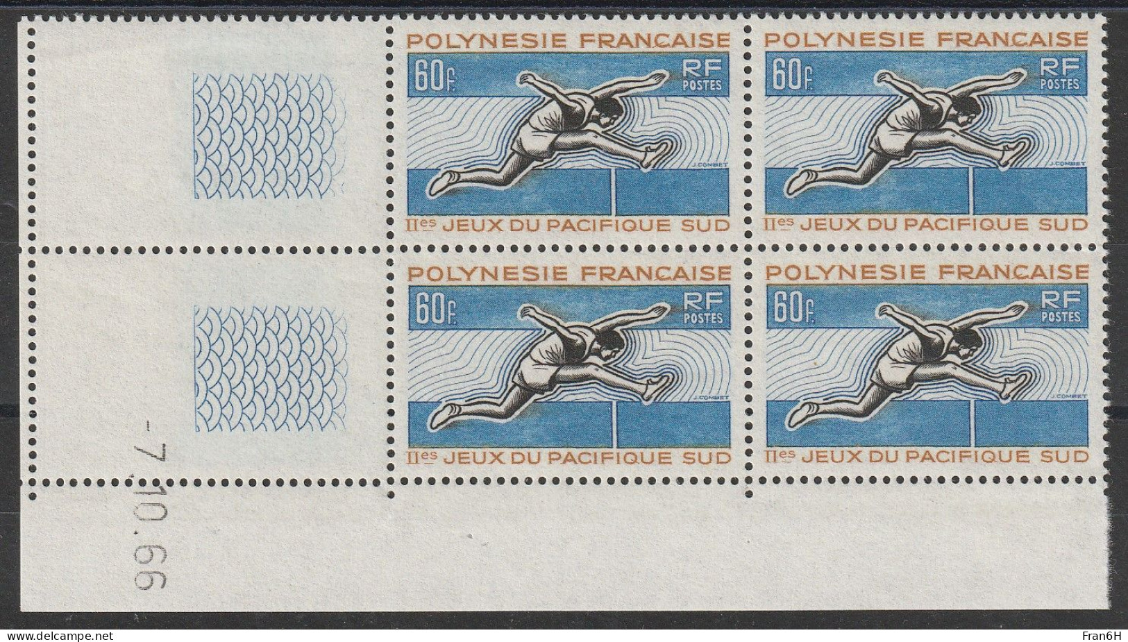 POLYNESIE - N° 45 Bloc De 4 Coin Daté - Neufs ** - MNH - Unused Stamps