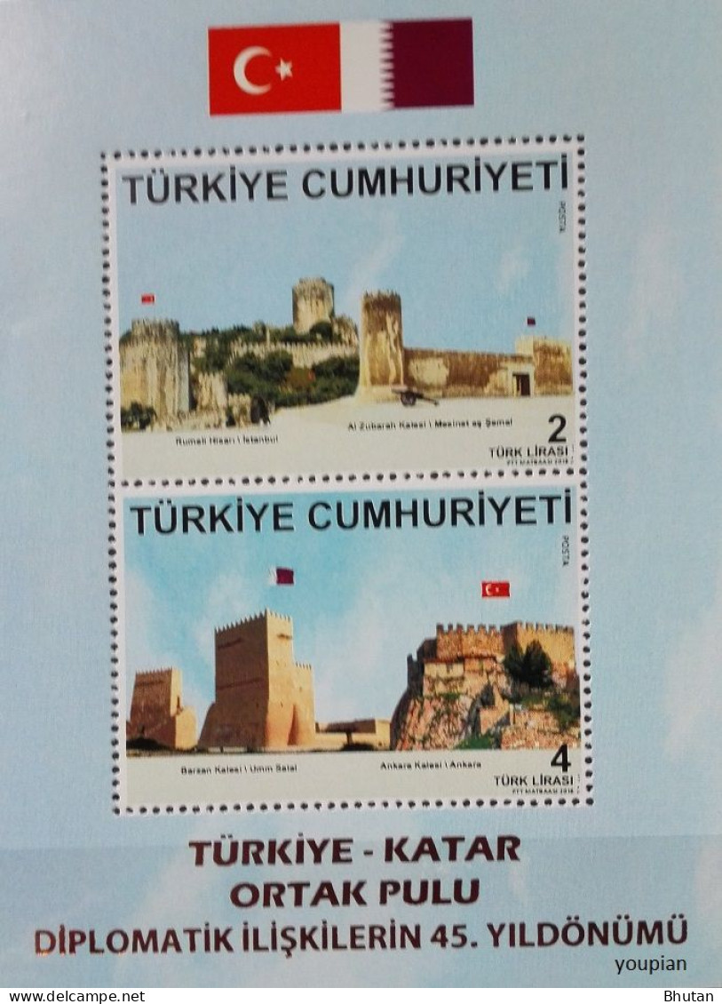 Türkiye 2018, Joint Issue With Qatar - Castles, MNH Unusual S/S - Neufs