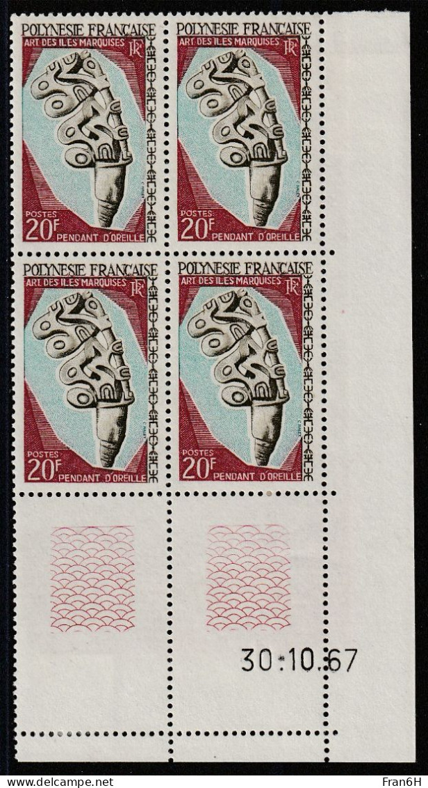 POLYNESIE - N° 54 Bloc De 4 Coin Daté - Neufs ** - MNH - Unused Stamps