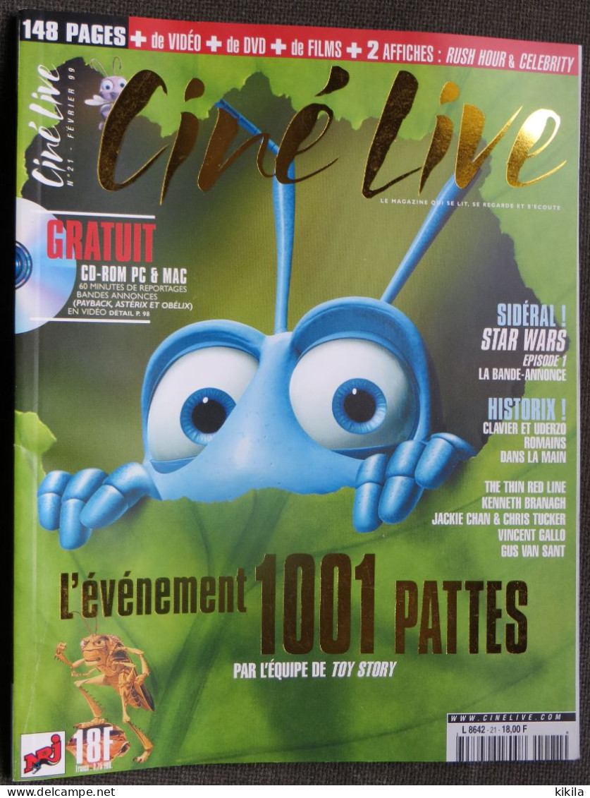 CINÉ LIVE N° 21 Février 1999 Magazine De Cinéma 1001 Pattes Par Toy Story Astérix Et Obelix Contre César  Kenneth   * - Cinema