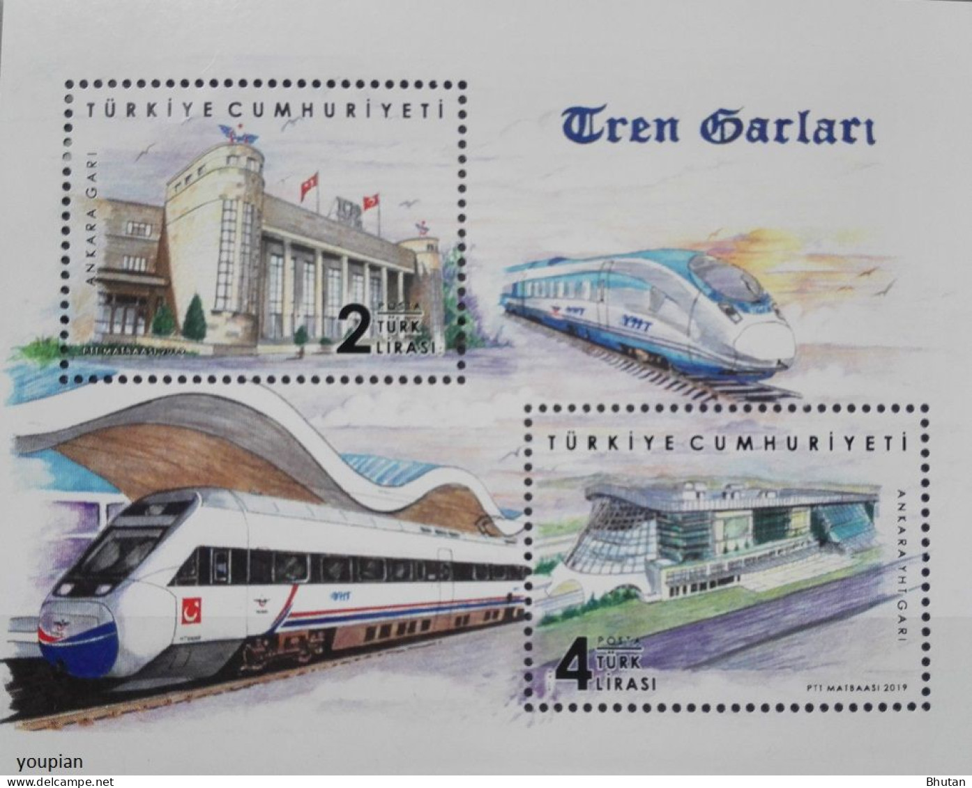 Türkiye 2019, Central Railway Station In Ankara, MNH S/S - Unused Stamps