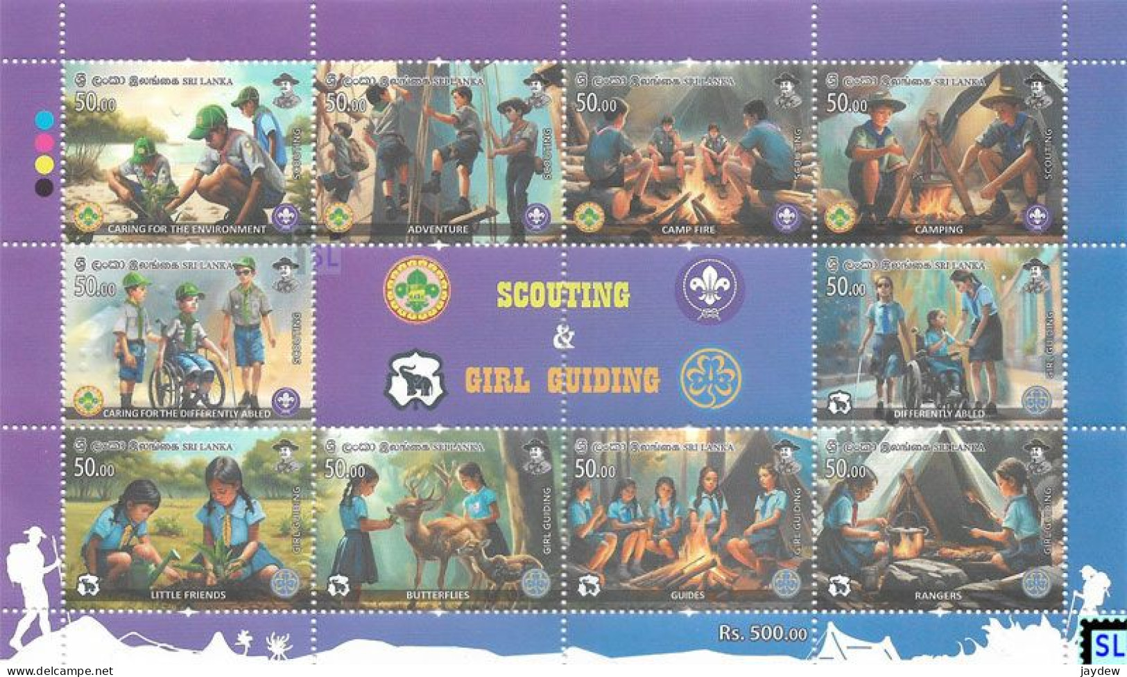 Sri Lanka Stamps 2024, Scouting, Girl Guiding, Scout, MS, Mini-sheet - Sri Lanka (Ceylan) (1948-...)