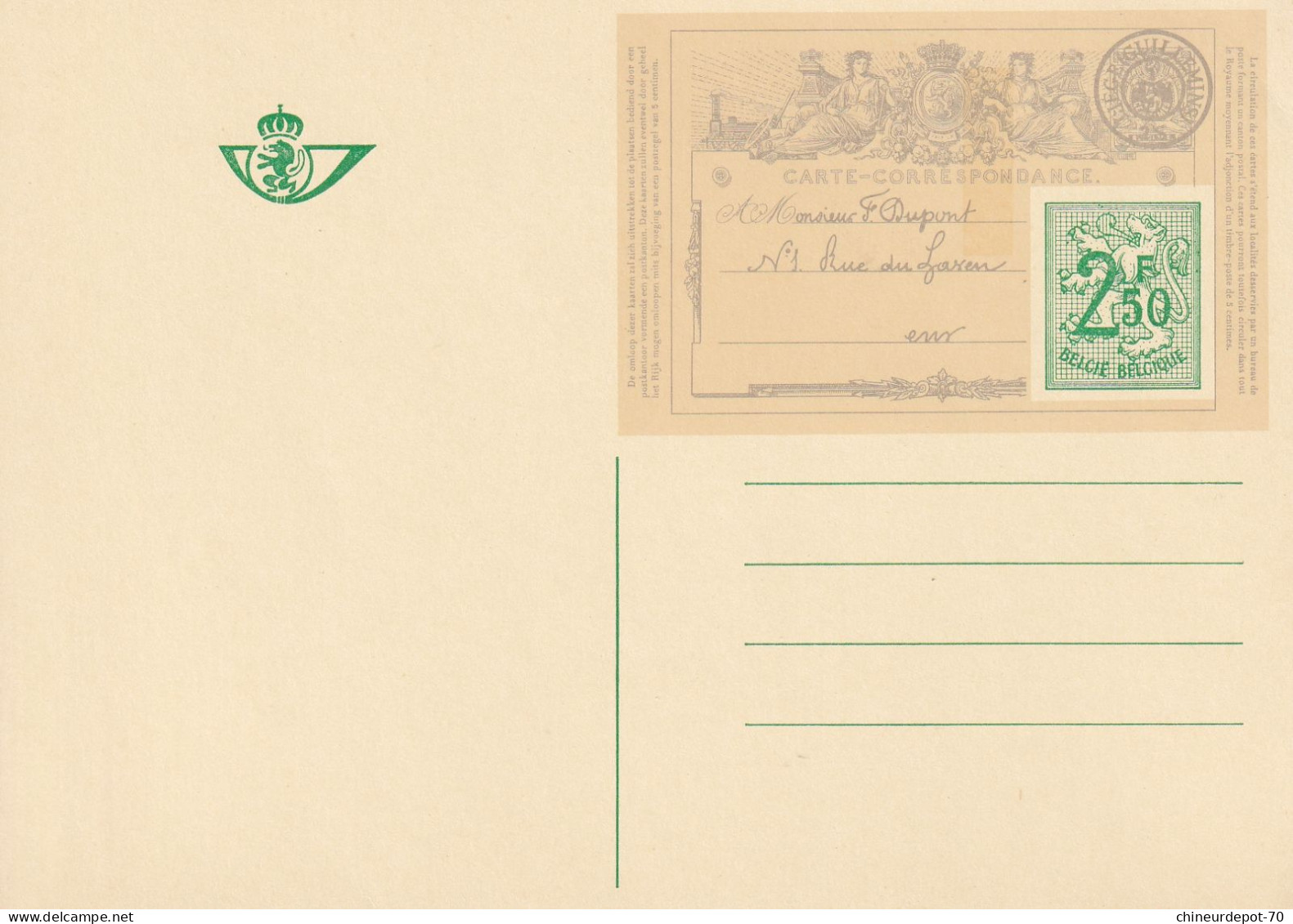 CARTE CORRESPONDANCE  2F50 - Geïllustreerde Briefkaarten (1971-2014) [BK]