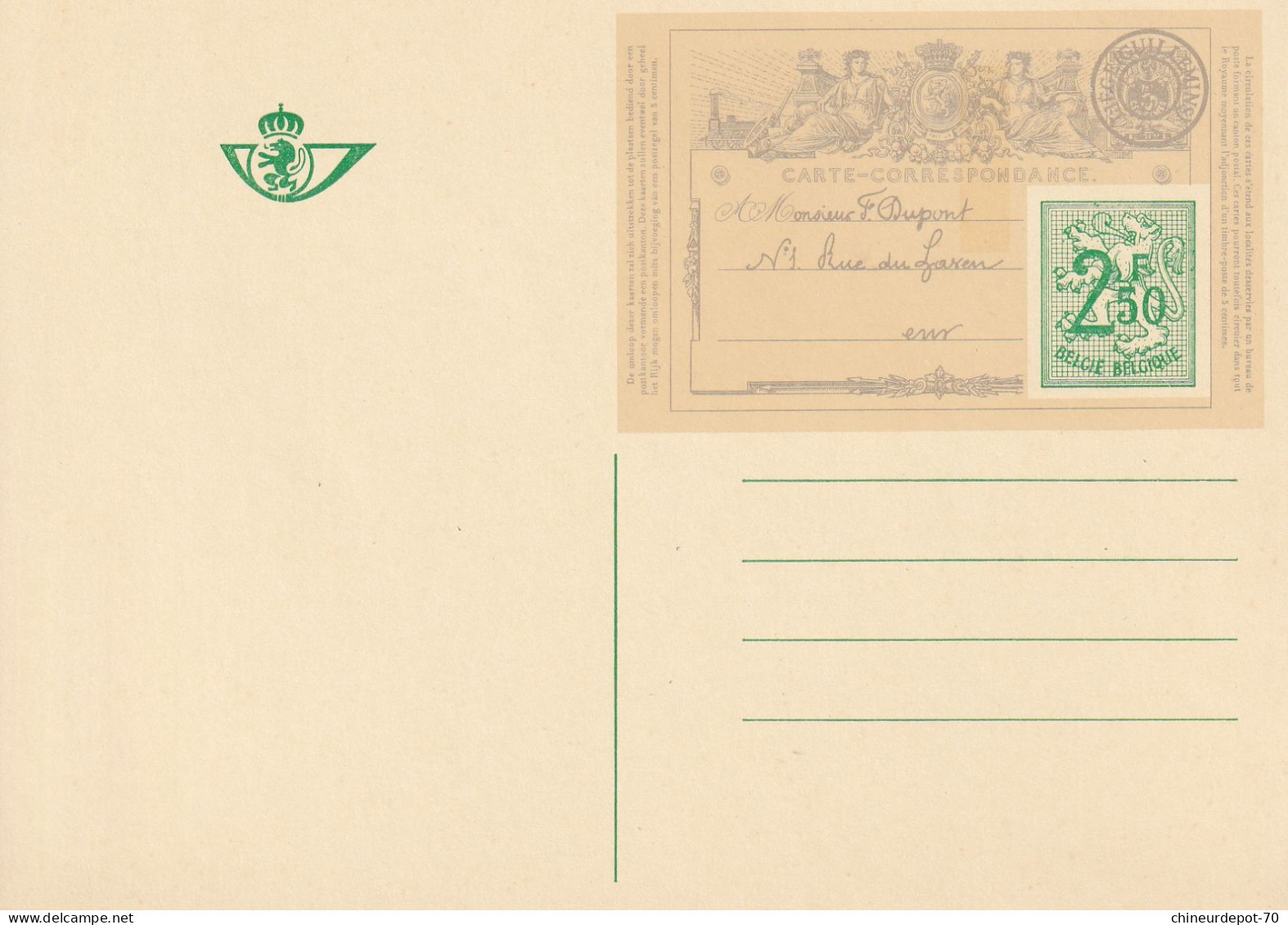 CARTE CORRESPONDANCE  2F50 - Geïllustreerde Briefkaarten (1971-2014) [BK]