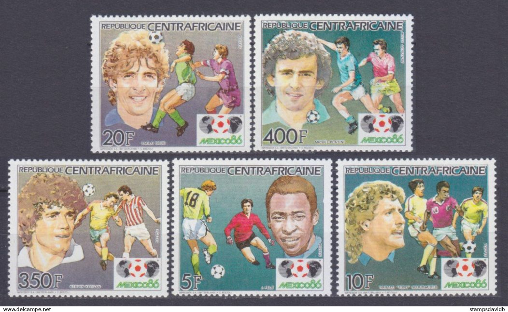 1985 Central African Republic 1132-1136 1986 FIFA World Cup In Mexico 8,00 € - 1986 – Mexico