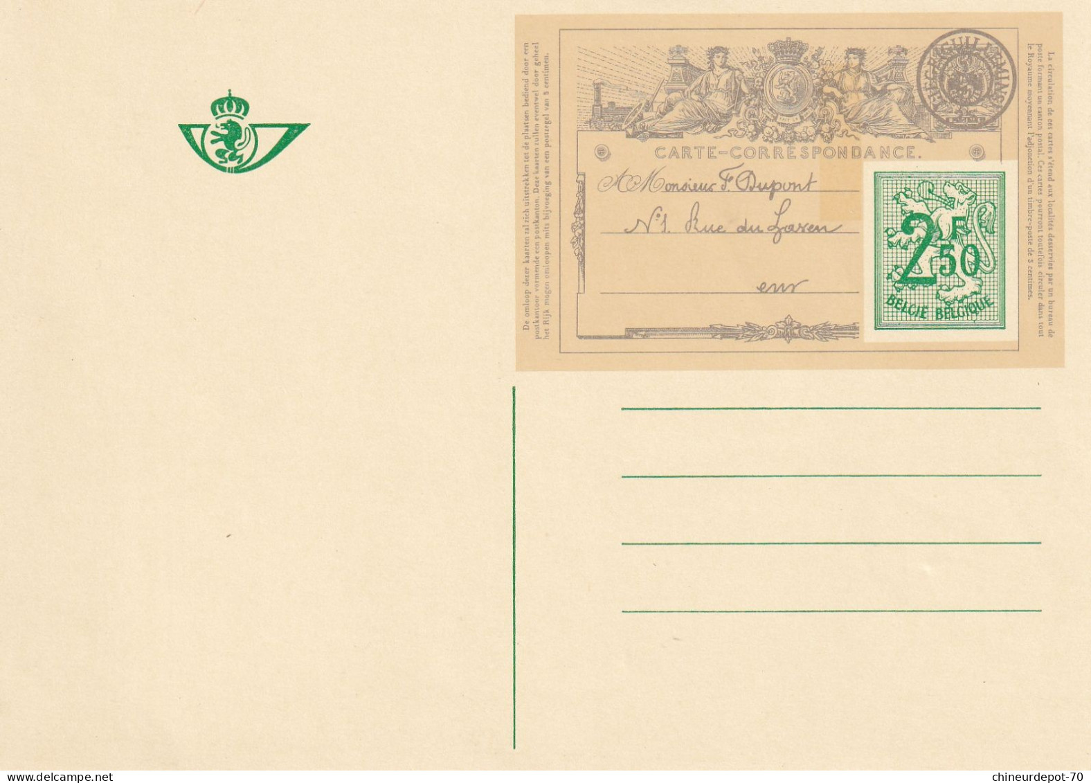 CARTE CORRESPONDANCE  2F50 - Geïllustreerde Briefkaarten (1971-2014) [BK]