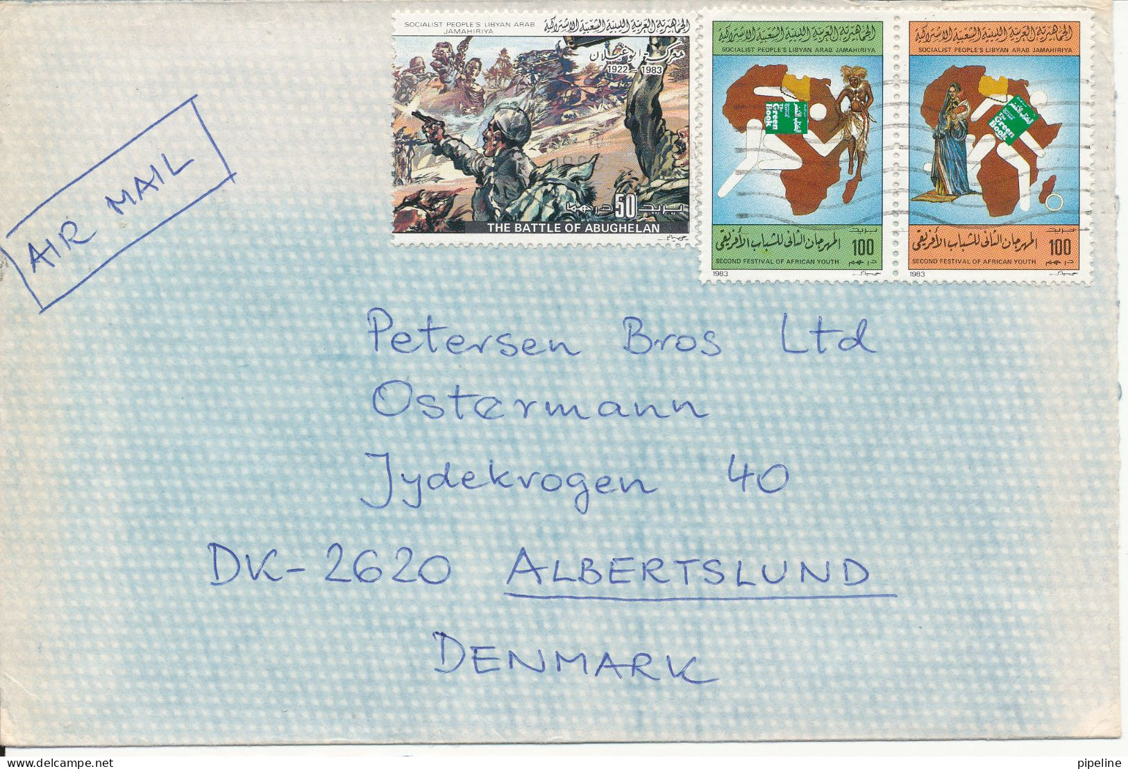 Libya Cover Sent Air Mail To Denmark Topic Stamps - Libia