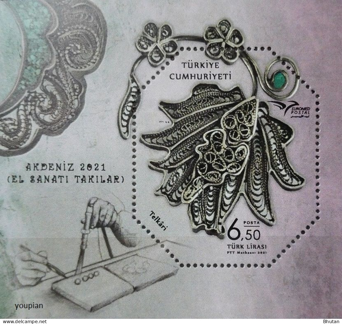 Türkiye 2021, Euromed - Handicraft Jewelry In Mediterranean, MNH Unusual S/S - Neufs