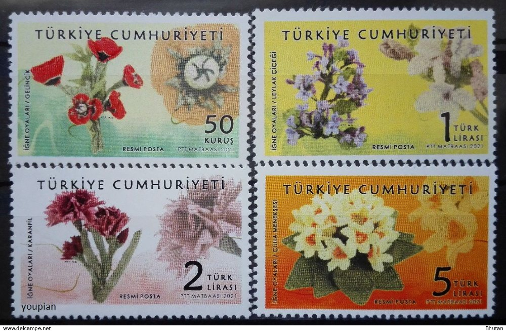 Türkiye 2021, Official - Flowers, MNH Stamps Set - Unused Stamps