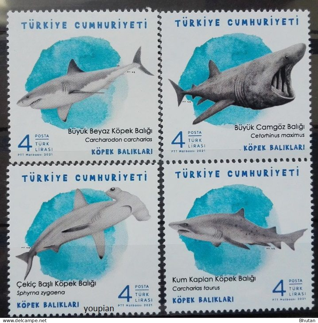 Türkiye 2021, Sharks, MNH Stamps Set - Ongebruikt