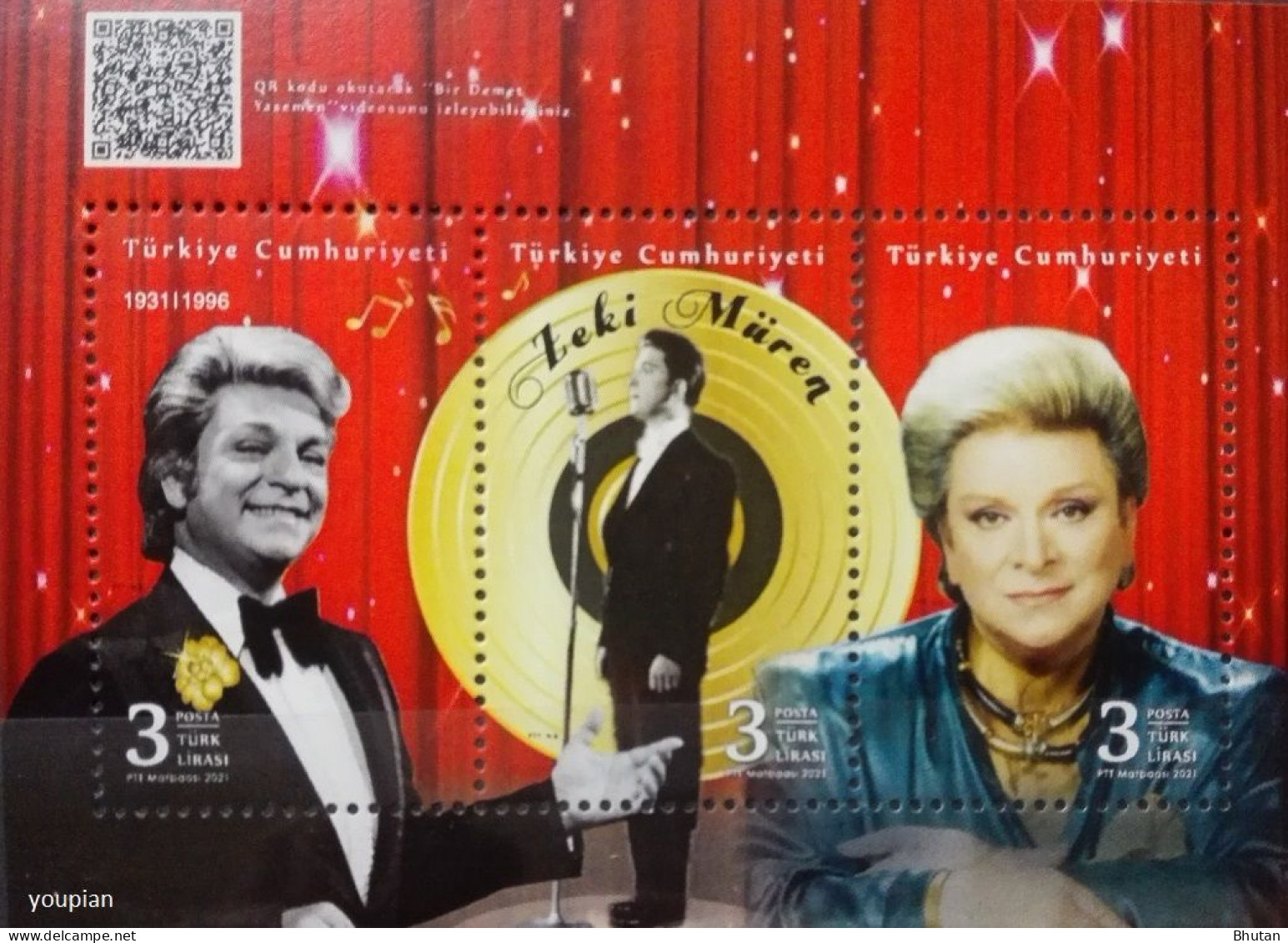 Türkiye 2021, Singer Zeki Müren, MNH Unusual S/S - Unused Stamps