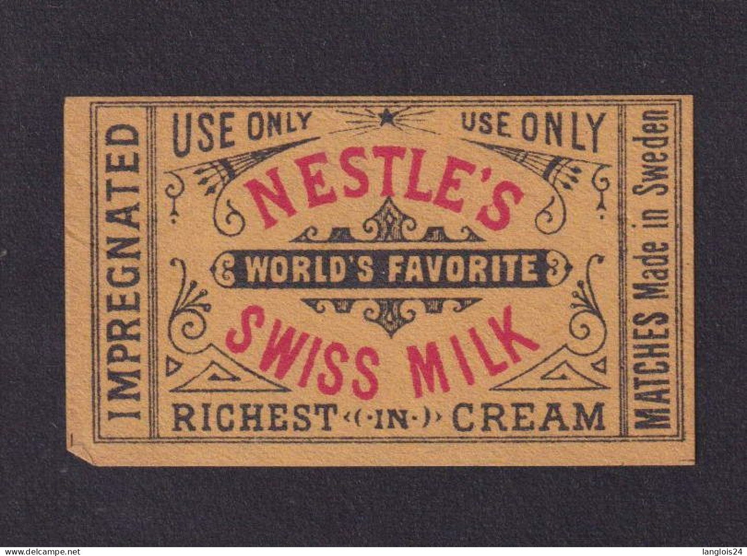 Ancienne  étiquette   Allumettes Suède  Nestle's Lait - Boites D'allumettes - Etiquettes