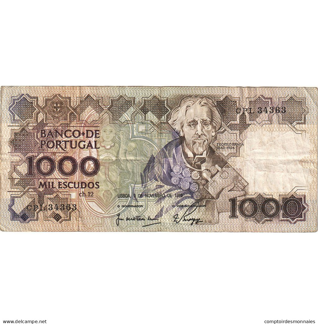 Billet, Portugal, 1000 Escudos, 1989, 1989-11-09, KM:181f, TB - Portugal