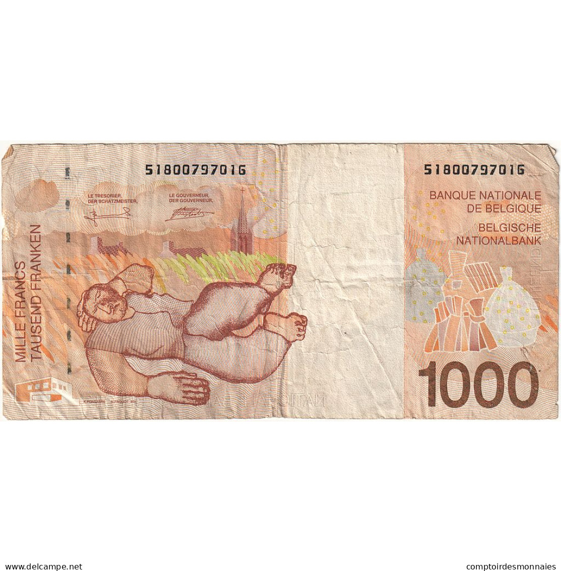 Billet, Belgique, 1000 Francs, Undated (1994-97), KM:150, TB - 1000 Franchi
