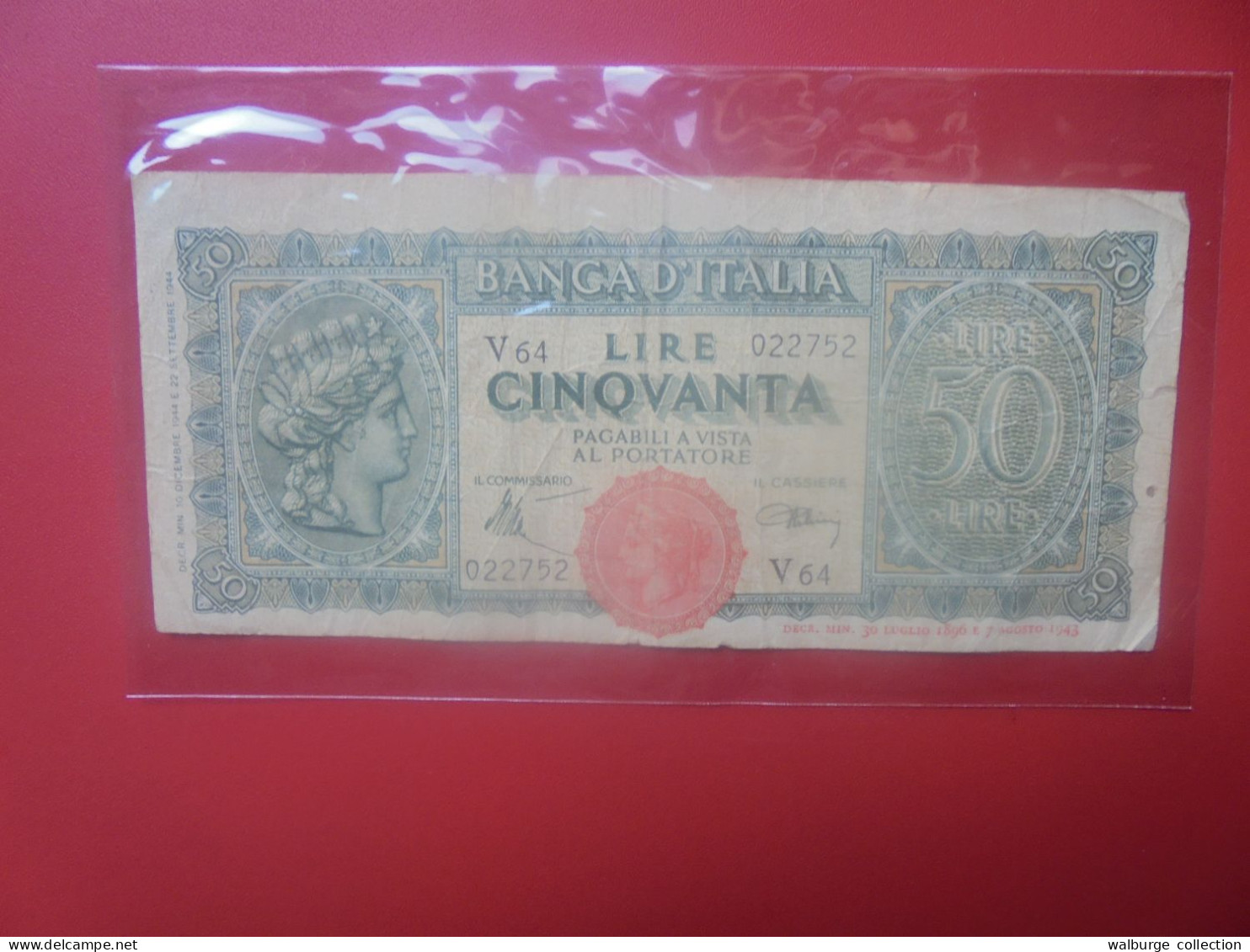 ITALIE 50 Lire 1944 Circuler (B.33) - 50 Liras