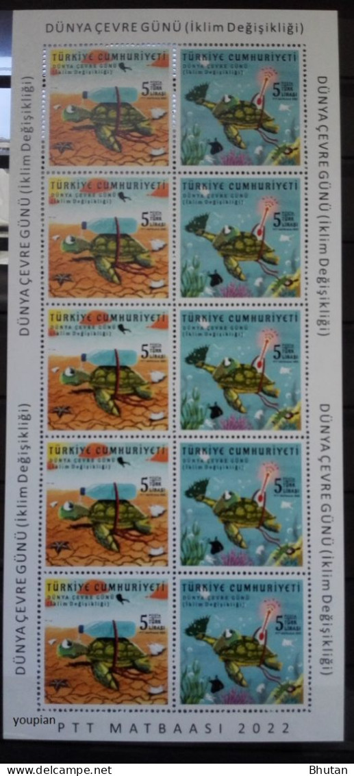 Türkiye 2022, International Environment Day - Turtles, MNH Sheetlet - Unused Stamps