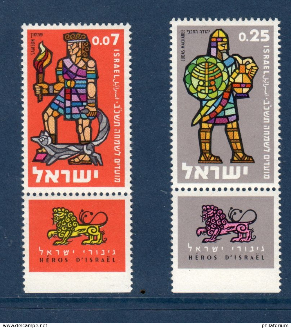 Israël, **, Yv 205, 206, Mi 242, 243, SG 216, 217, Samson, Judas Maccabée - Ongebruikt (met Tabs)