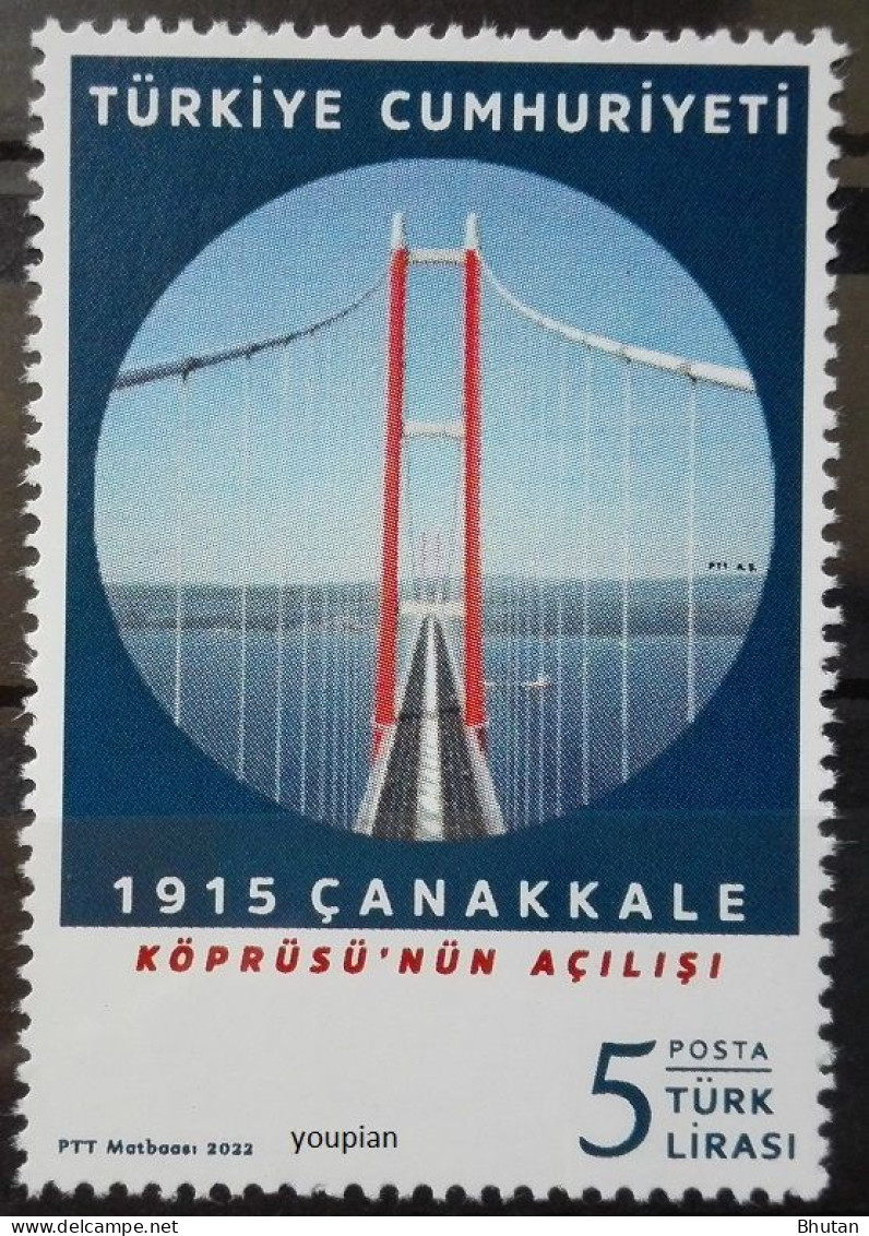 Türkiye 2022, Opening Of The 1915 Canakkale Bridge, MNH Single Stamp - Nuevos