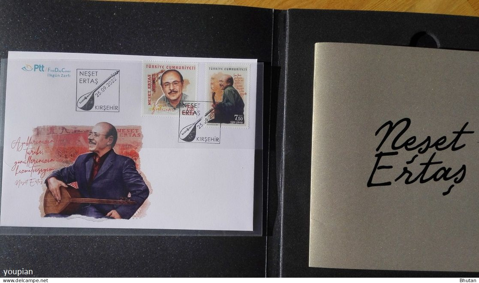 Türkiye 2022, Singer Neset Ertas, Two MNH Unusual S/S, Stamps Set, FDC And Post Cards - Portfolio - Ongebruikt