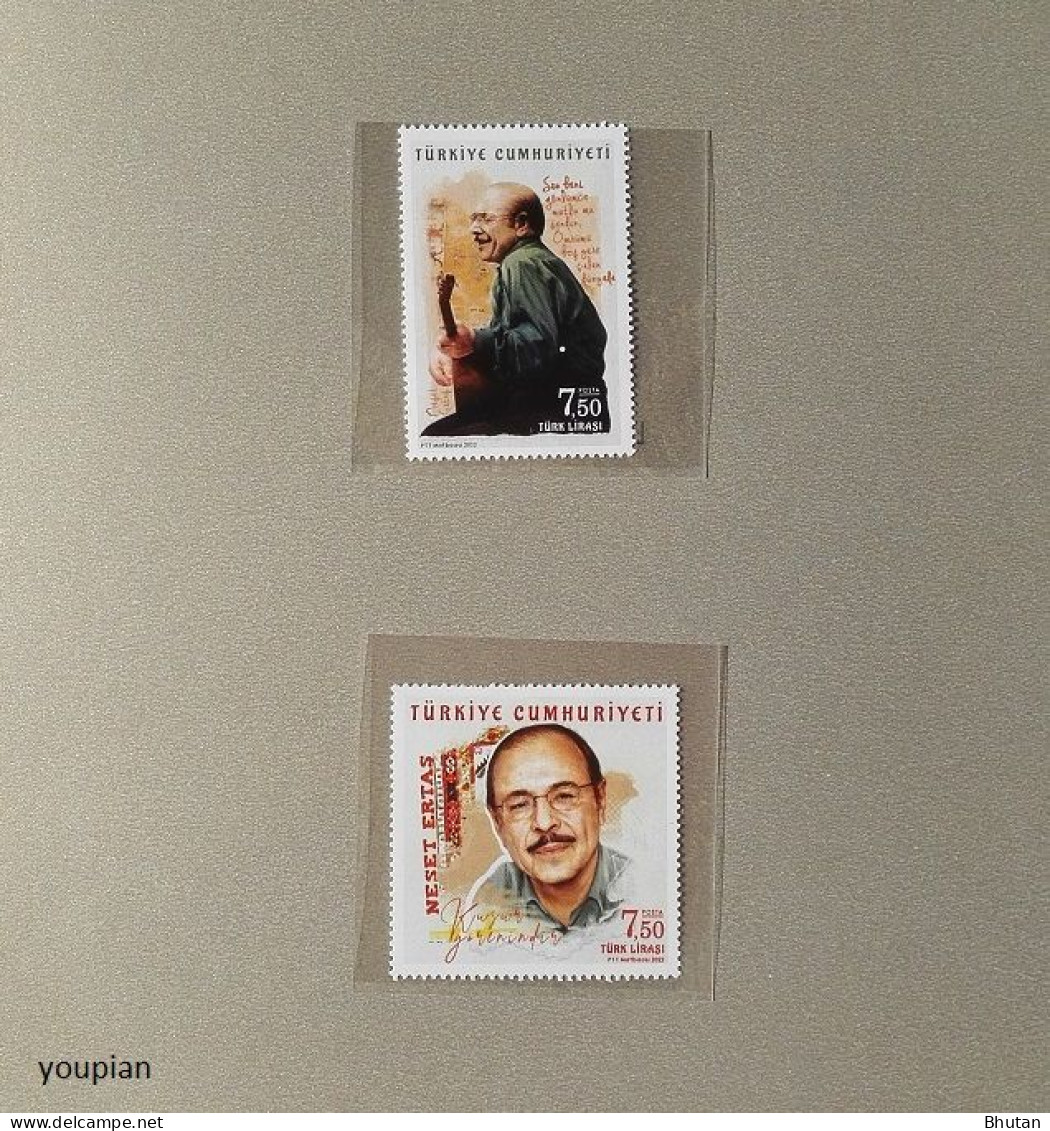 Türkiye 2022, Singer Neset Ertas, Two MNH Unusual S/S, Stamps Set, FDC And Post Cards - Portfolio - Neufs