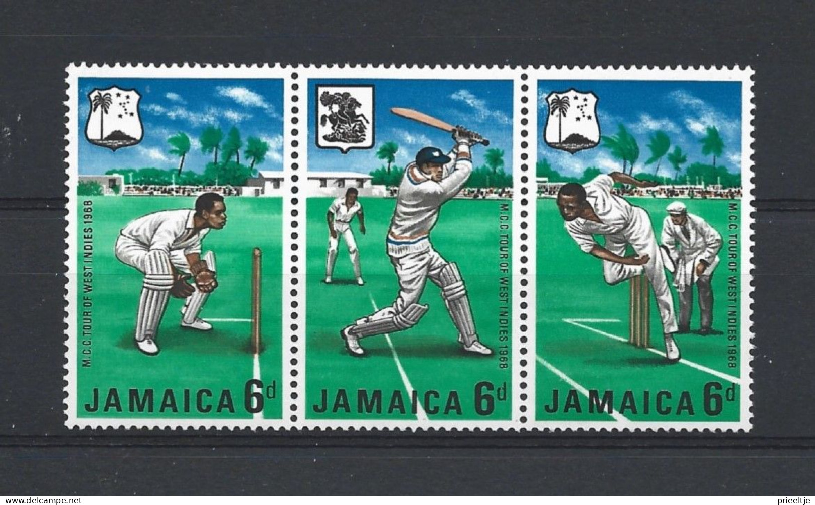 Jamaica 1968 Cricket Strip Y.T. 276/278 * - Jamaica (1962-...)