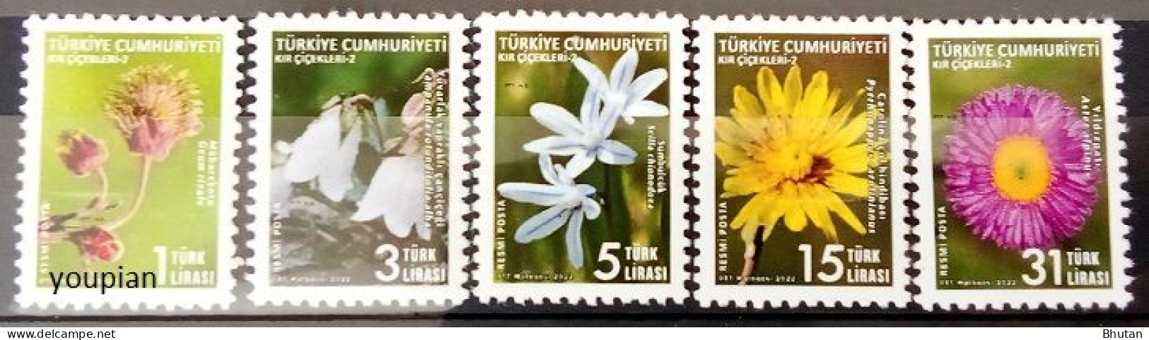 Türkiye 2022, Wild Flowers, MNH Stamps Set - Neufs