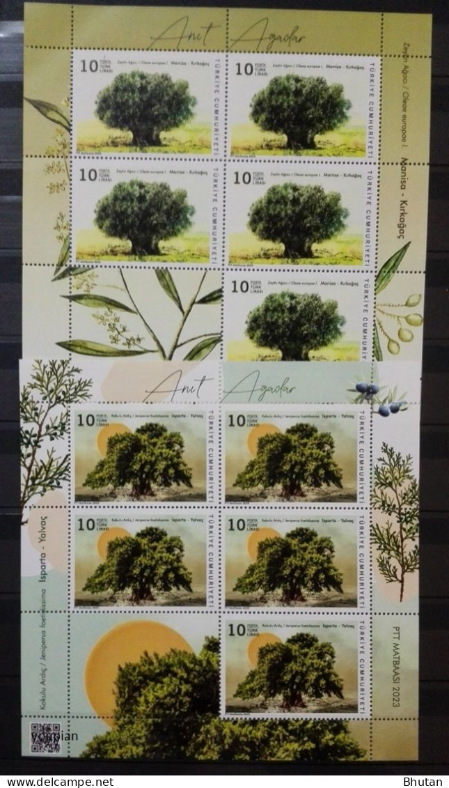 Türkiye 2023, Monumental Trees, Two MNH Sheetlets - Ungebraucht