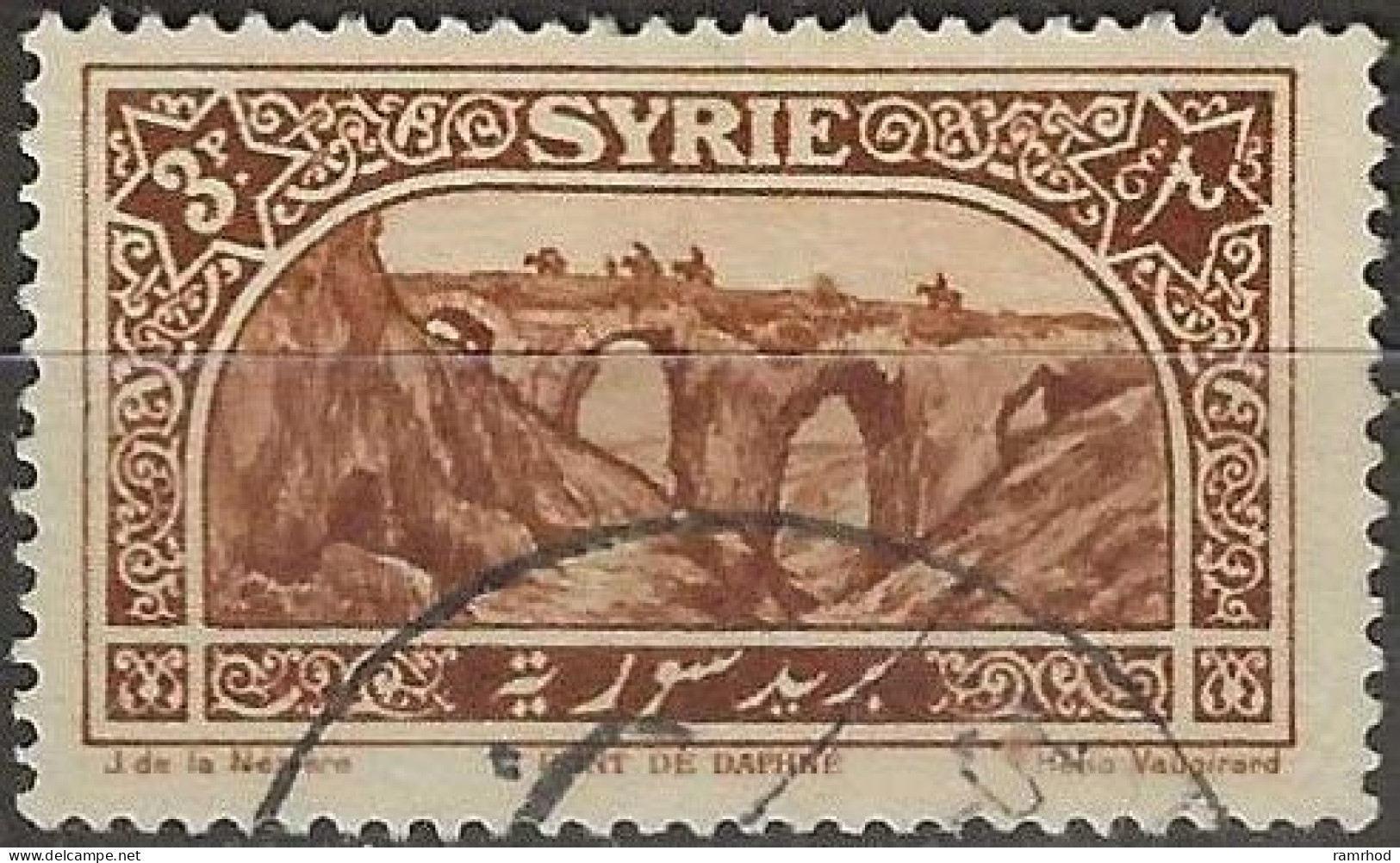 SYRIA 1925 Views - Bridge Of Daphne - 3p. - Brown FU - Oblitérés