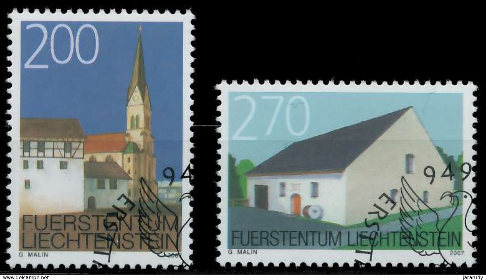 LIECHTENSTEIN EDIFICIOS 2007 Yv 1408/9 USADOS - Used Stamps