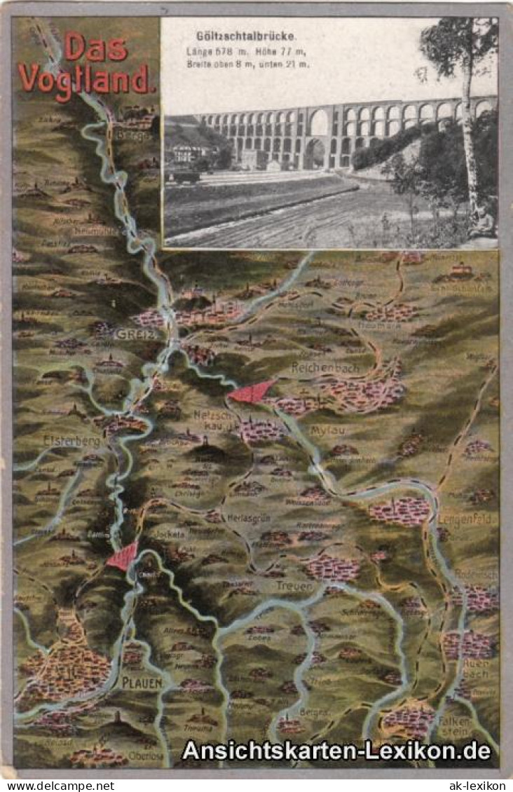 Ansichtskarte Mylau 2 Bild Landkarten AK Mit Göltztalbrücke 1916 - Mylau