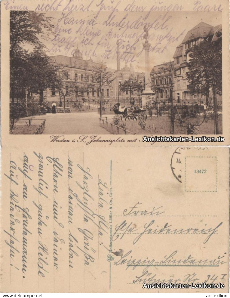 Ansichtskarte Werdau Johannisplatz Mit Kriegerdenkmal 1923 - Werdau