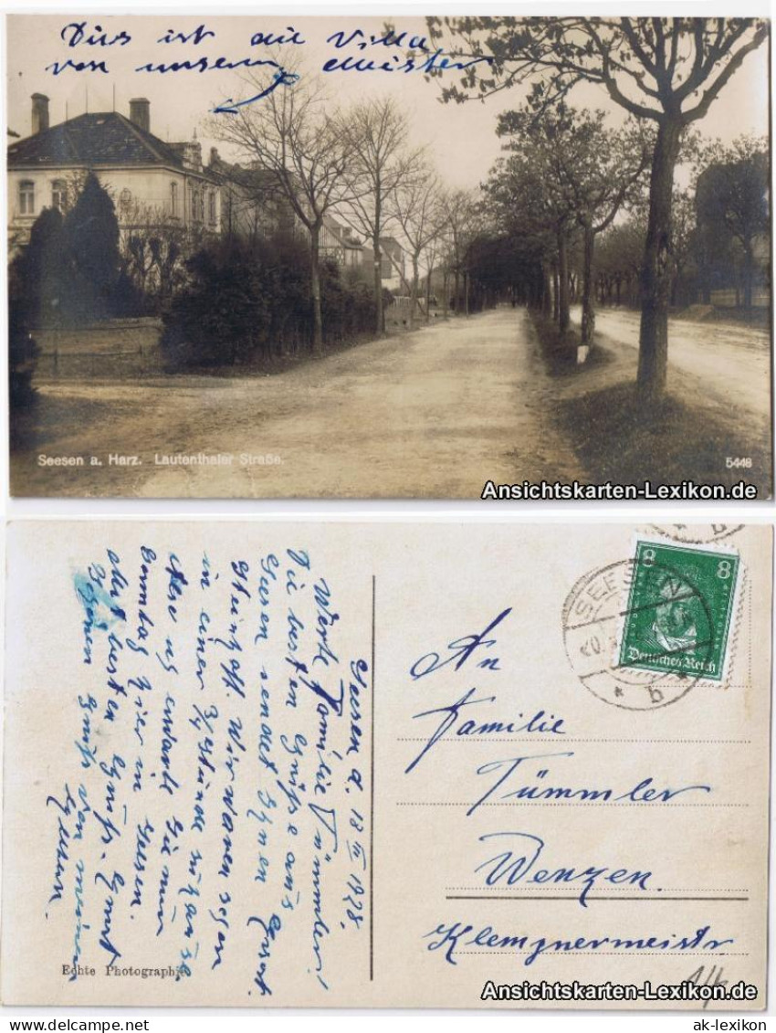 Ansichtskarte Seesen Lauthentaler Straße - Foto AK 1928 - Seesen