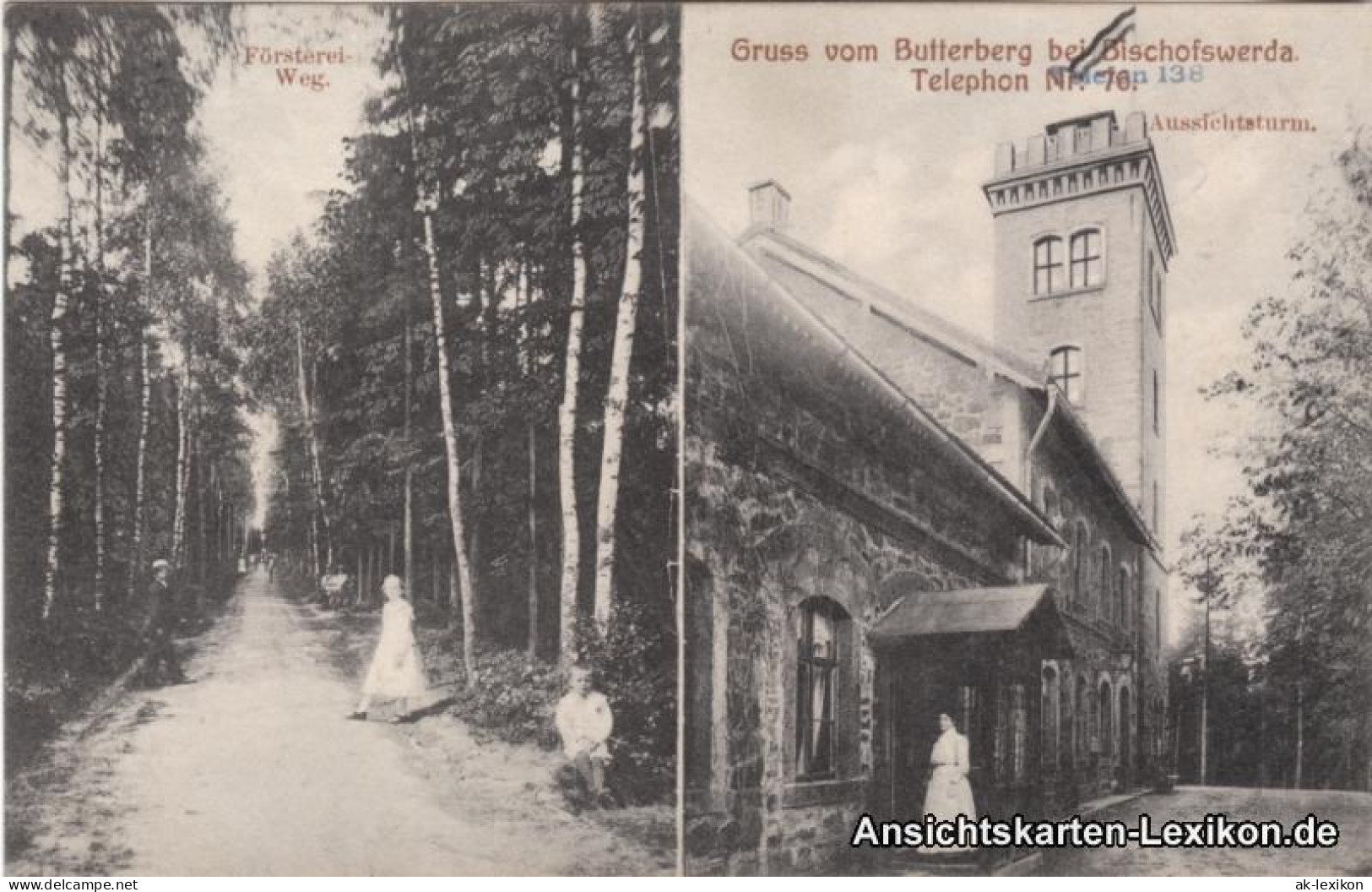 Bischofswerda 2 Bild Butterberg Mit Försterrei-Weg Und Aussichtsturm 1908 - Bischofswerda