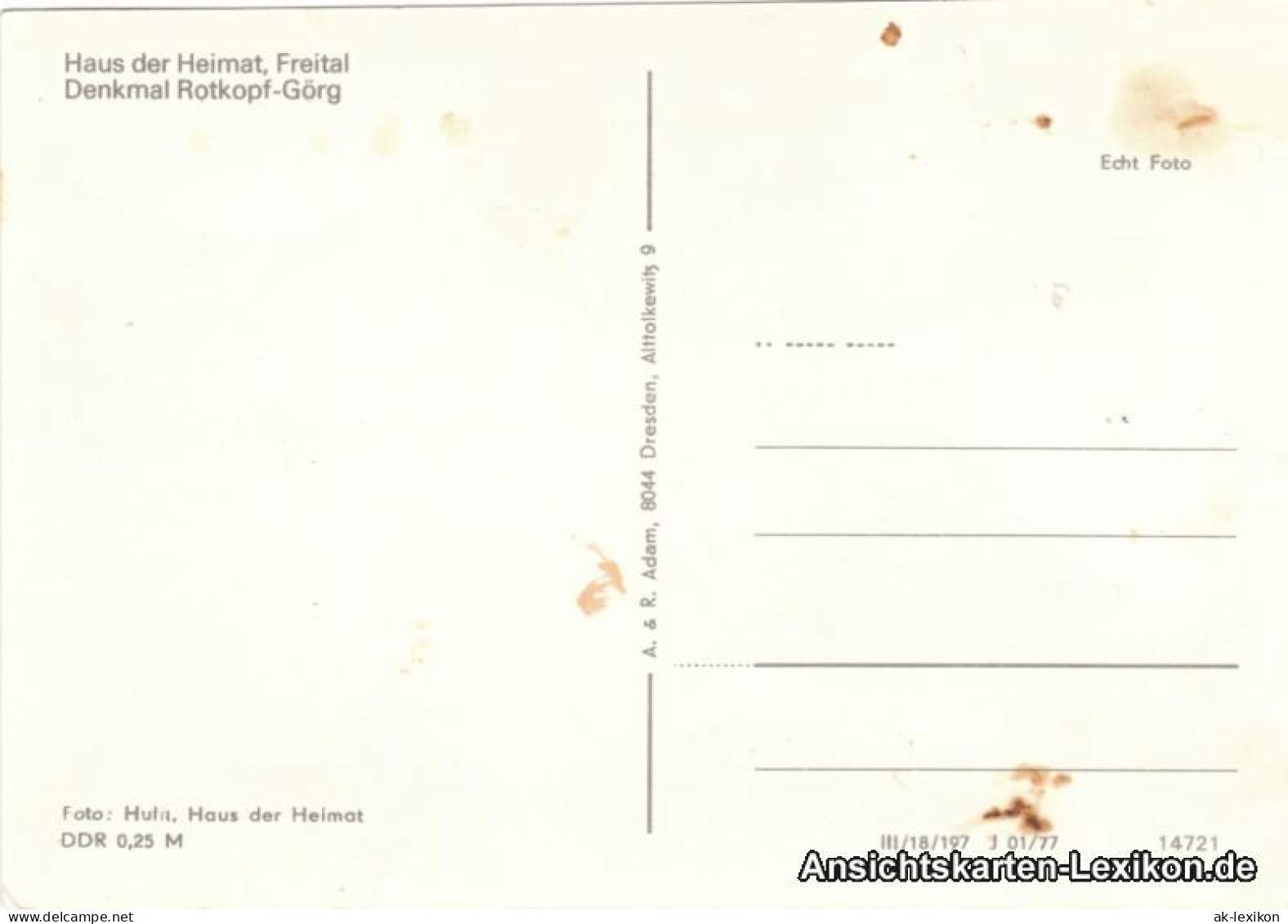 Ansichtskarte Freital Denkmal Rotkopf-Görg 1977  - Freital