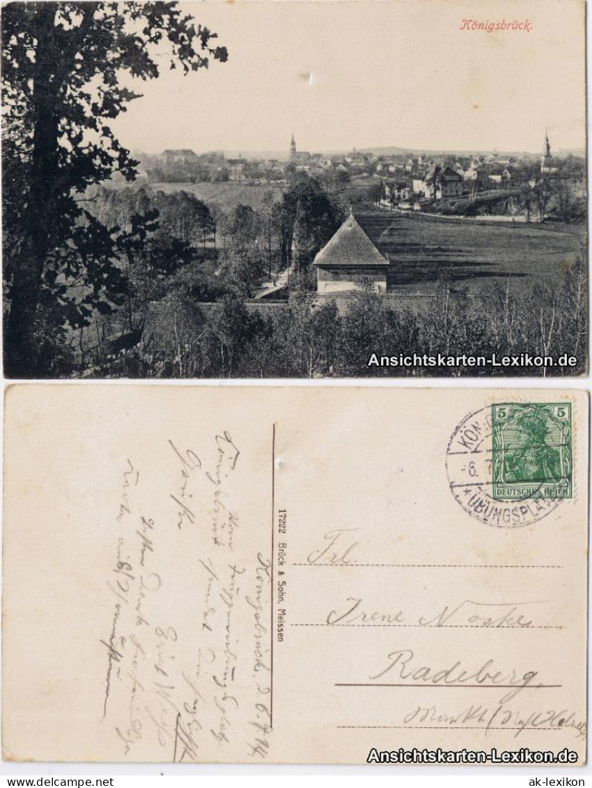 Ansichtskarte Königsbrück Kinspork Blick über Die Stadt 1914 - Koenigsbrueck