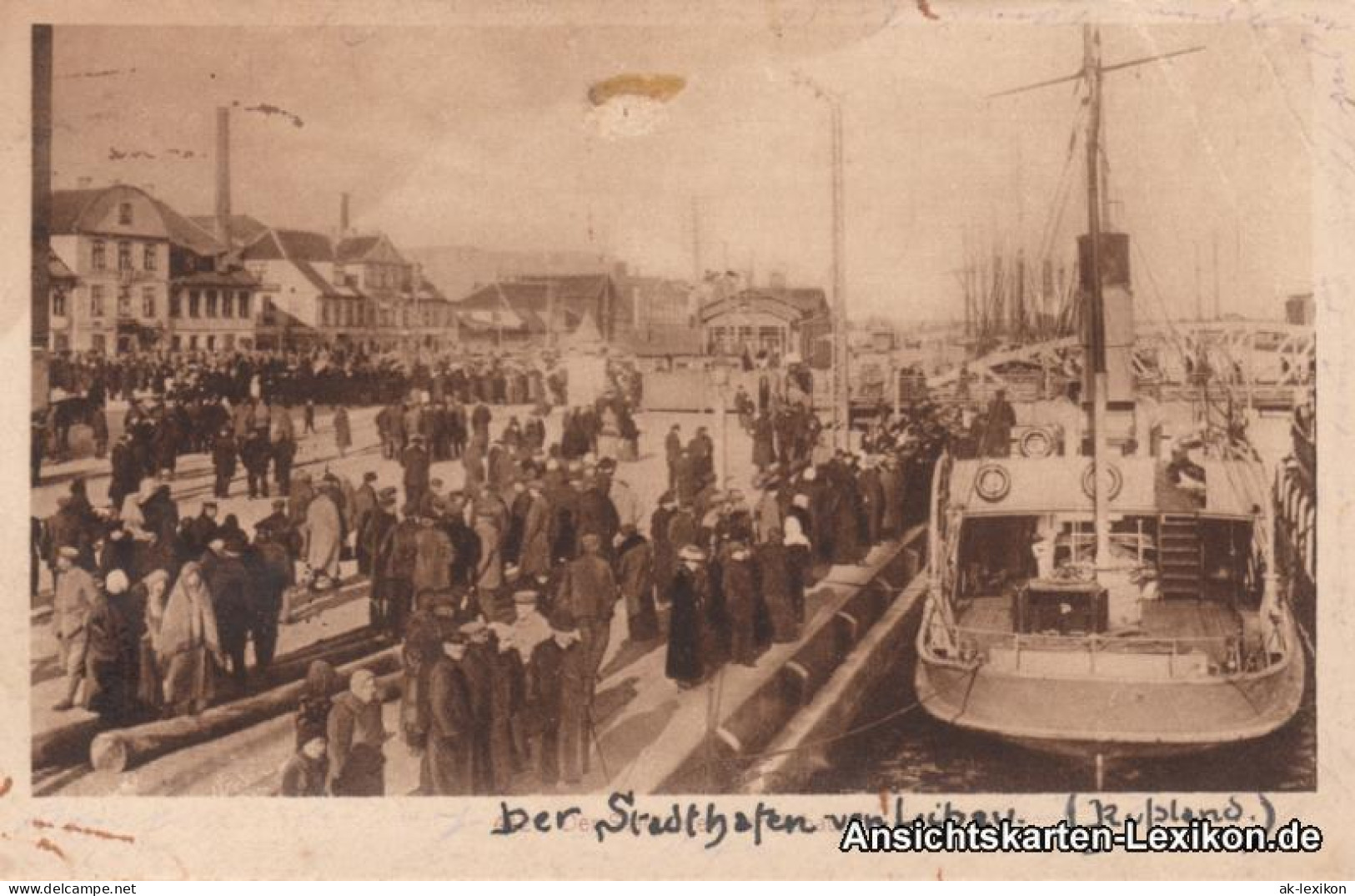 Libau Liepāja Lipawa Ли́епая Stadthafen Mit Dampfer 1918 - Lettonie