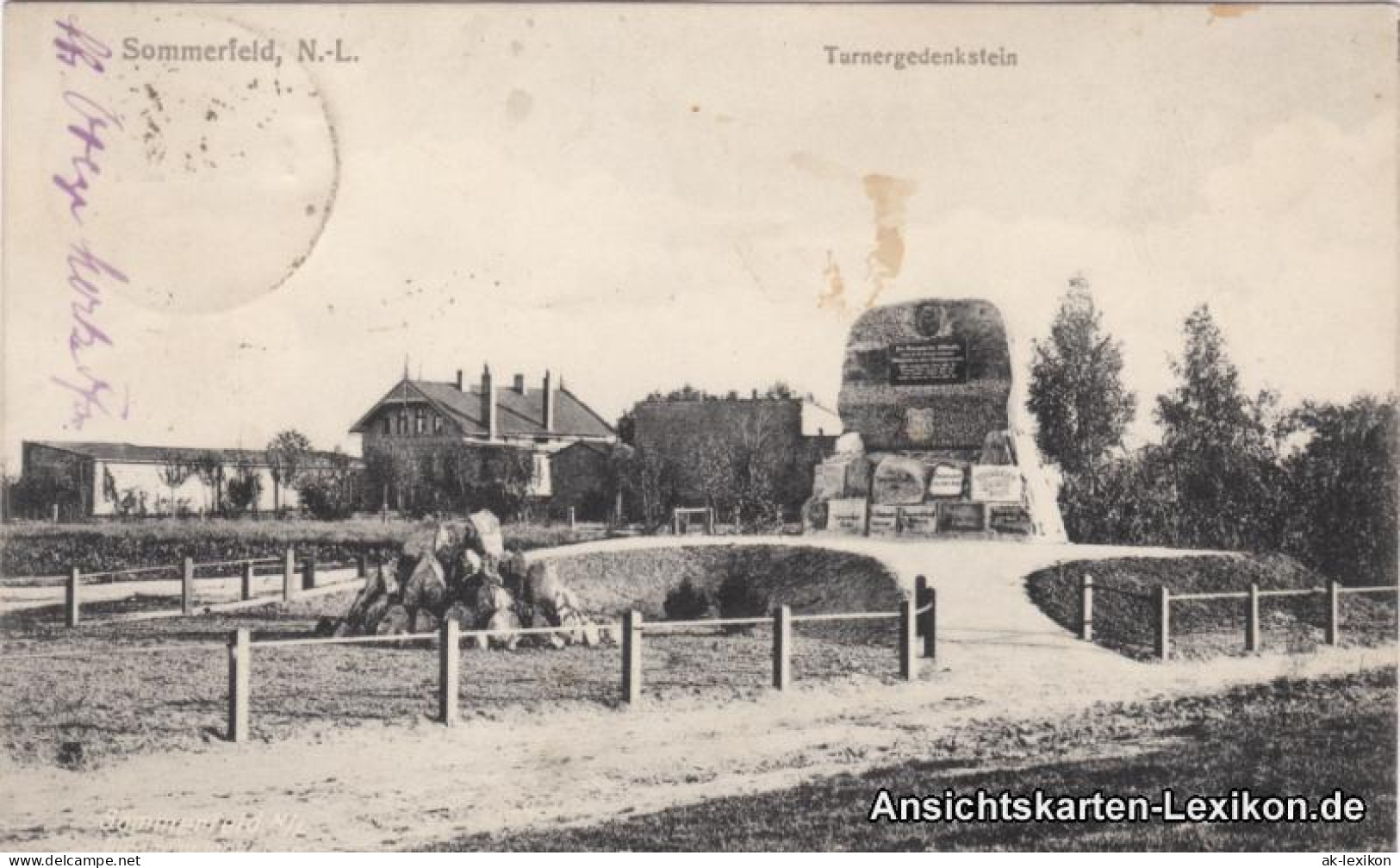 Postcard Sommerfeld (Neumark) Lubsko Partie Am Turnergedenkstein 1918  - Neumark