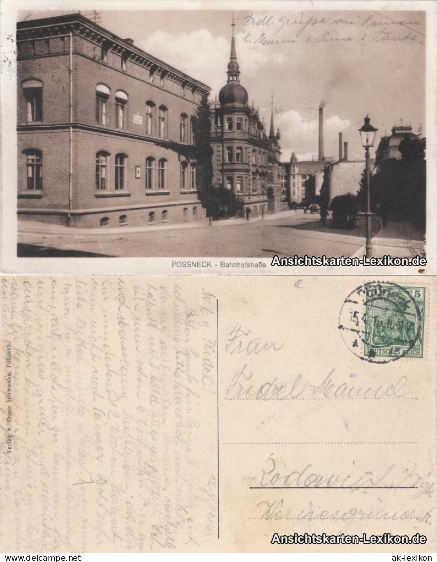 Ansichtskarte Pößneck Partie In Der Bahnhofstraße 1916  - Poessneck