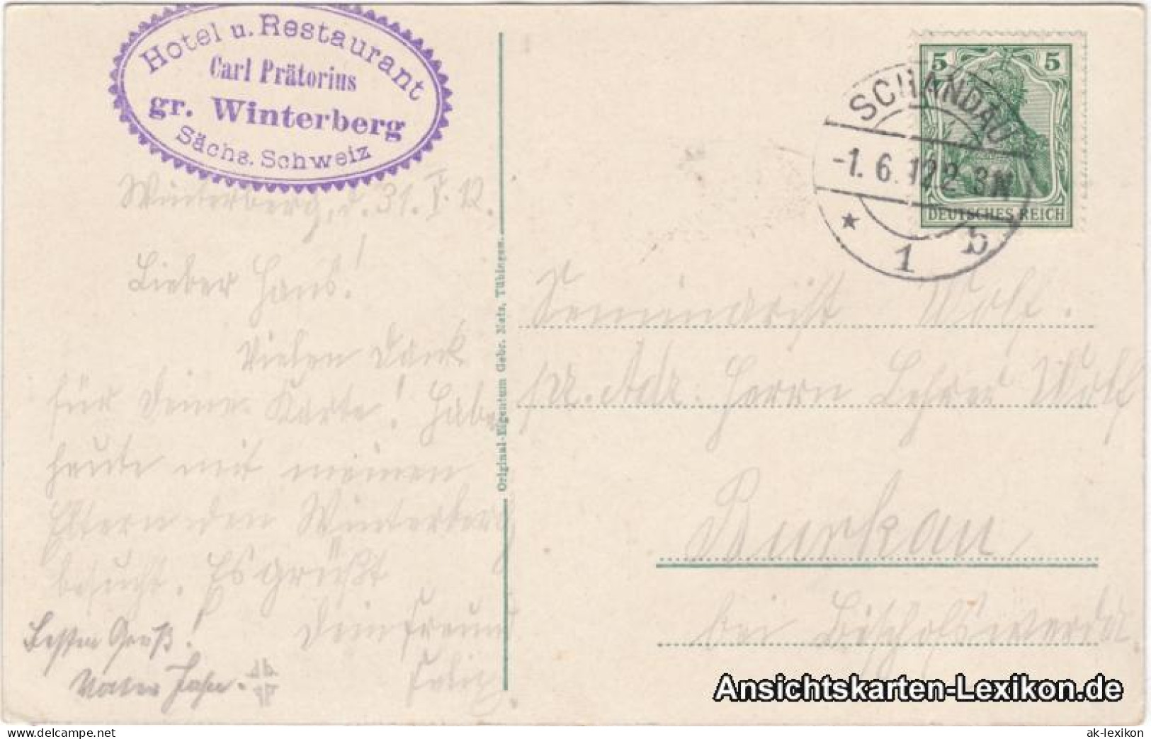 Ansichtskarte Schmilka Großer Winterberg Mit Hotel 2 Bild 1912 - Schmilka