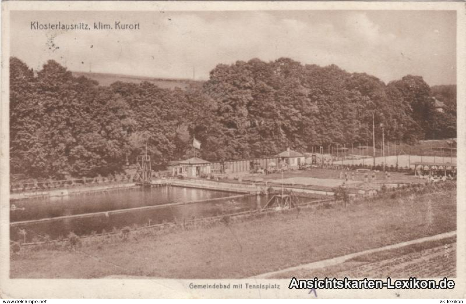 Ansichtskarte Bad Klosterlausnitz Gemeindebad Mit Tennisplatz 1929 - Bad Klosterlausnitz